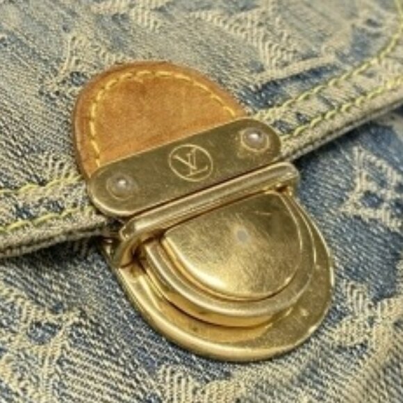 Louis Vuitton Denim Mini Pleaty Vintage Pouch Pochette Bag Monogram LV Purse - Picture 14 of 15